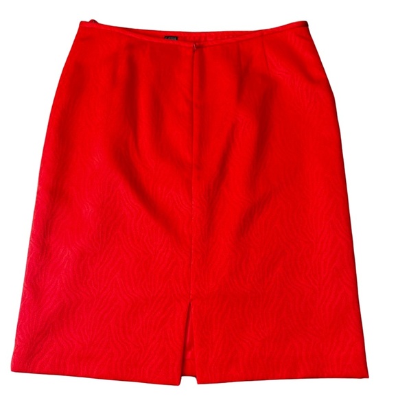 Preston & York Textured Print Red A-Line Knee Length Slit Skirt Women Size 12 - Picture 7 of 10